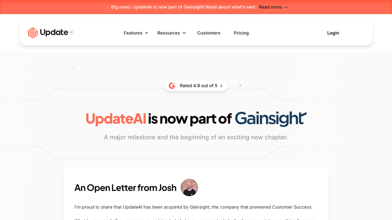 UpdateAI marketing site, designed and shipped by Aestho